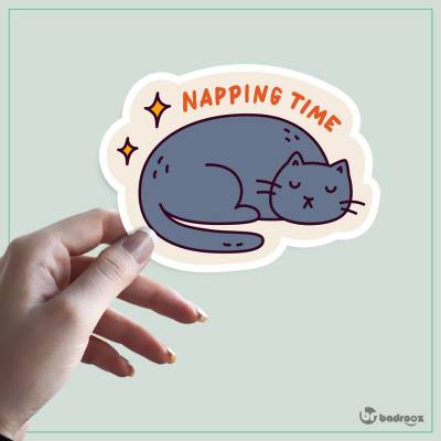 استیکر و برچسب گربه خوابالو napping time